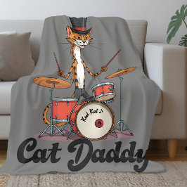 Cat Daddy Musiker Jazz Musik Schlagzeuger | Katzen Fleecedecke