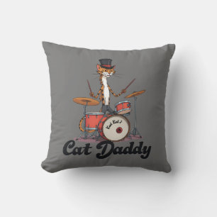 Cat Daddy Musiker Jazz Musik Schlagzeuger Katzen Kissen
