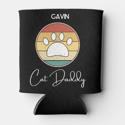 Cat Daddy Retro Cat Paw Grandpa Weihnachtsgeschenk Dosenkühler (Vorderseite)