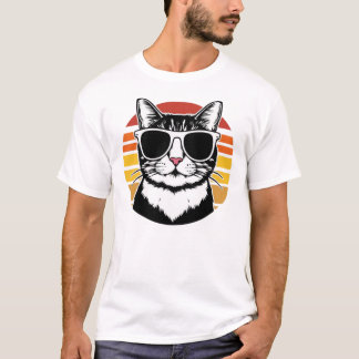Cat Daddy Sunglasses Sunset Retro Fur Dad Papa T-Shirt
