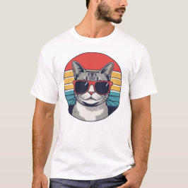 Cat Daddy Sunglasses Sunset Retro Fur Dad Papa T-Shirt