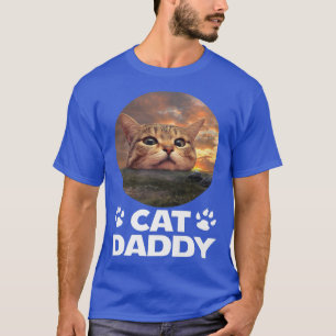 Cat Daddy Sunset Graphic Funny Kitty Vatertag  T-Shirt