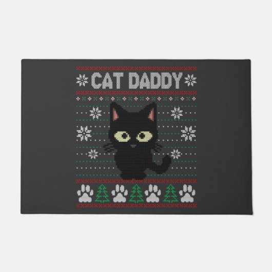 Cat Daddy Ugly Christmas Sweater Pajama Kitty Cat Fußmatte (Vorderseite)