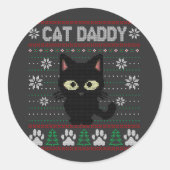 Cat Daddy Ugly Christmas Sweater Pajama Kitty Cat Runder Aufkleber (Vorderseite)