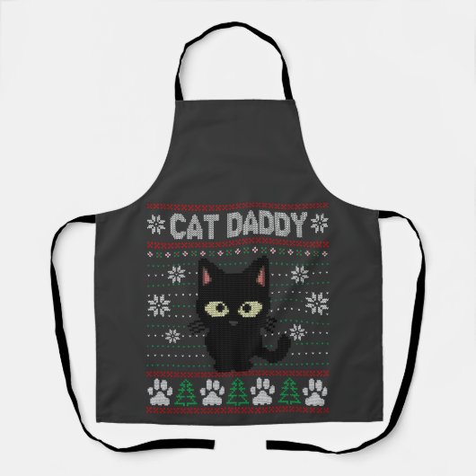Cat Daddy Ugly Christmas Sweater Pajama Kitty Cat Schürze (Vorderseite)