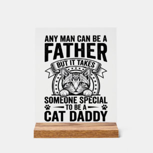 Cat Daddy Vater Zitat Vintage Gravur T-Shirt D Acrylschild