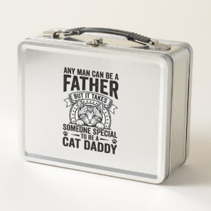 Cat Daddy Vater Zitat Vintage Gravur T-Shirt D Metall Brotdose