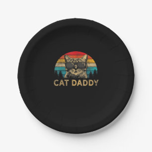 Cat Daddy Vintag Achtziges Stil Katze Retro Distor Pappteller