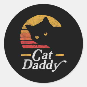 Cat Daddy Vintag Achtziges Stil Katze Retro Distor Runder Aufkleber