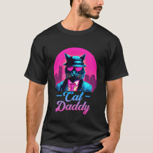 Cat Daddy Vintage Eighties 80er Stil Cat Dad Männe T-Shirt