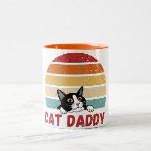 Cat Daddy Vintage Katze 80er Retro Stil für Männer Zweifarbige Tasse