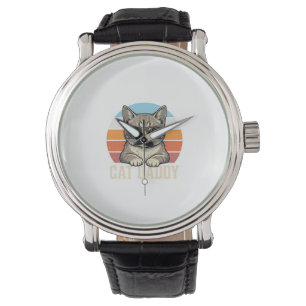 Cat Daddy Vintage Sonnenuntergang Coole Katze Shir Armbanduhr