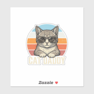 Cat Daddy Vintage Sonnenuntergang Coole Katze-Shir Aufkleber