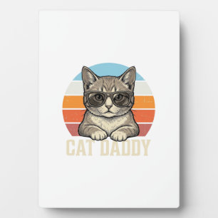 Cat Daddy Vintage Sonnenuntergang Coole Katze Shir Fotoplatte