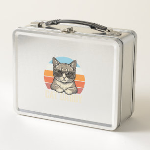 Cat Daddy Vintage Sonnenuntergang Coole Katze-Shir Metall Brotdose