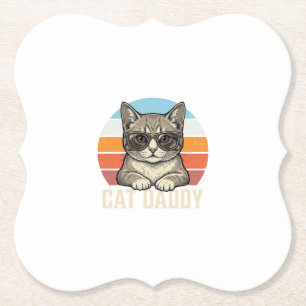 Cat Daddy Vintage Sonnenuntergang Coole Katze-Shir Untersetzer