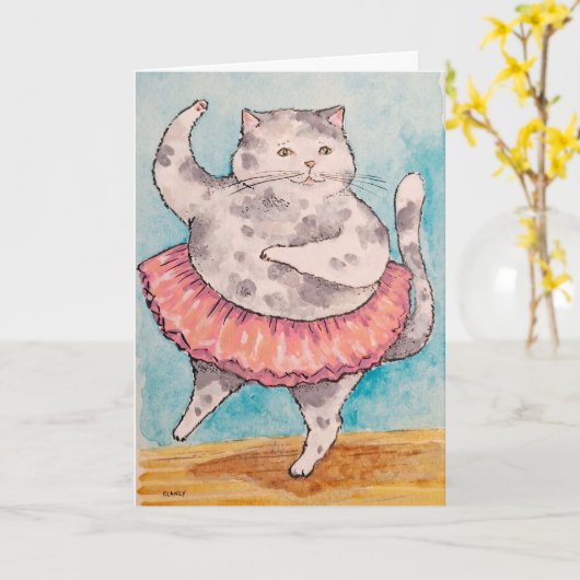 Cat Dancing Get Well card Karte (Gelbe Blume)