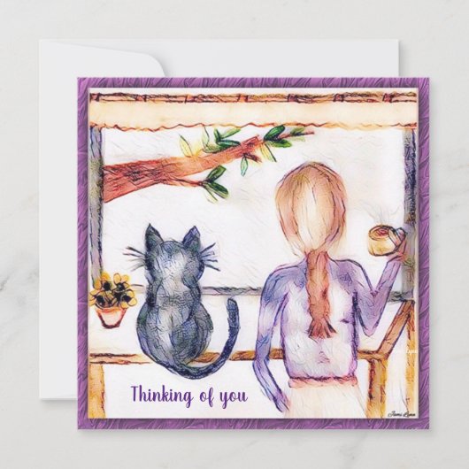 Cat Danke, dass ihr eine eigene Karte gemalt Mädch (Vorderseite)