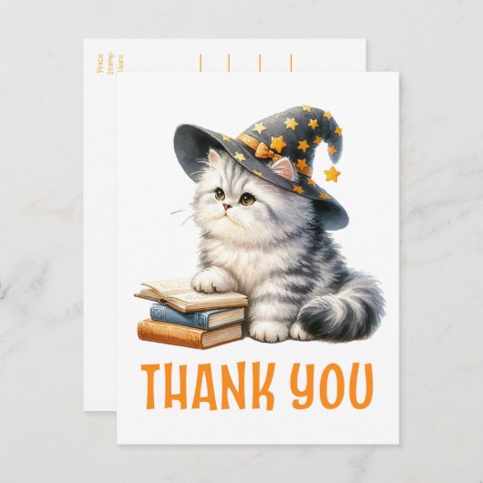 Cat Danke Kitten Hexenmeisterschaft Buch Lover Postkarte (Vorne/Hinten)