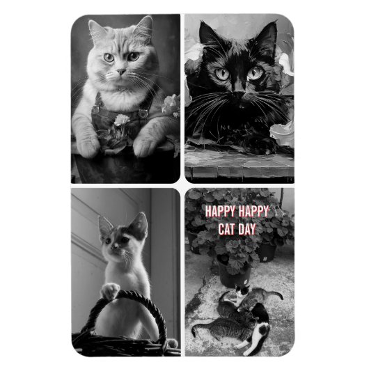 cat day black white red magnet (Vertikal)