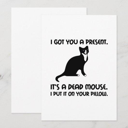 Cat Dead Mouse Pillow Dankeskarte (Vorne/Hinten)