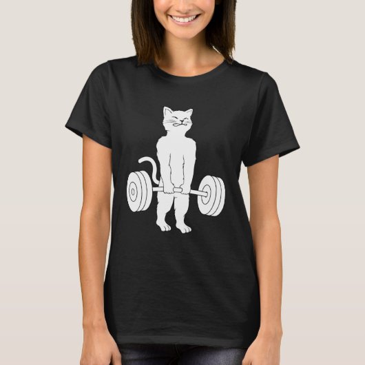 Cat Deadlif Powerlifting Kitty Weightlifting Cat T-Shirt (Vorderseite)
