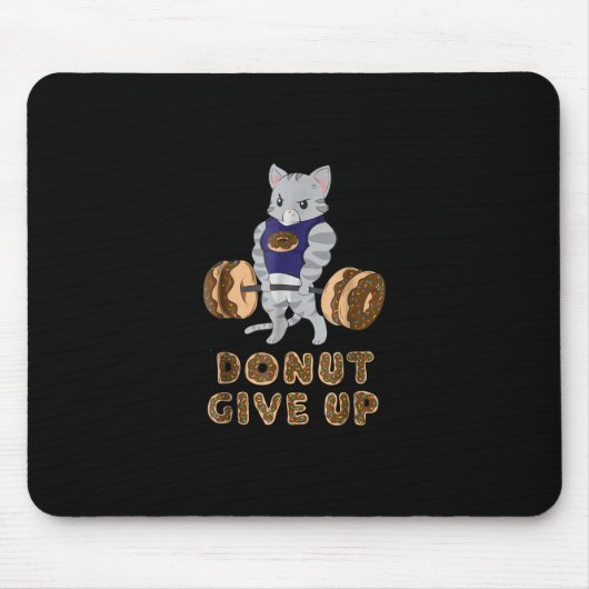 Cat Deadlift Power Hebe Donut Gym Mousepad (Vorne)