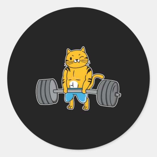Cat Deadlift Power Hebe Weightlifter Cat Runder Aufkleber (Vorderseite)