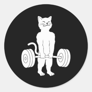 Cat Deadlift Powerlift Kitty Muskel Cat Runder Aufkleber