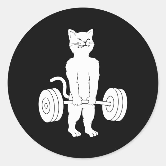 Cat Deadlift Powerlift Kitty Muskel Cat Runder Aufkleber (Vorderseite)