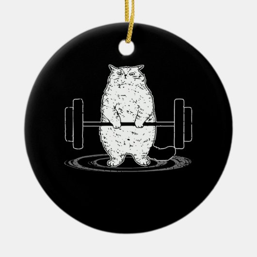 Cat Deadlift Powerlift Kitty Muskel Niedliche Katz Keramik Ornament (Vorne)