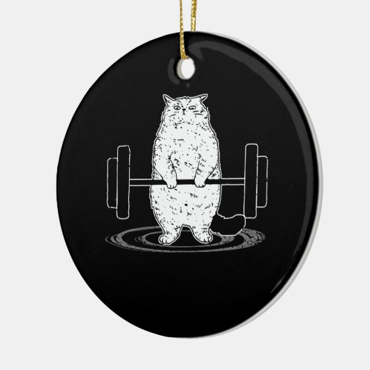 Cat Deadlift Powerlift Kitty Muskel Niedliche Katz Keramik Ornament (Links)