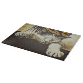 Cat Decorative Glass Chopping Board 15" x 11" Schneidebrett (Ecke)