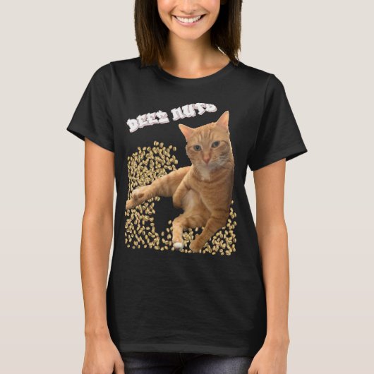 Cat Deez Nuts Joke mit Pistachios T-Shirt (Vorderseite)