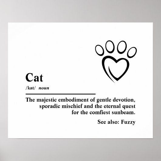 Cat Definition Wall Art Typografy Poster (Vorne)