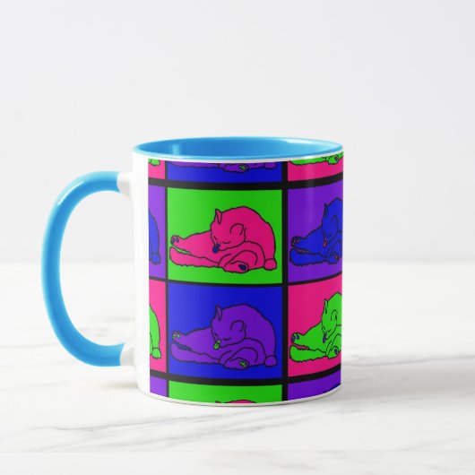 CAT, DER HINTERN-POP-KUNST LECKT TASSE (Links)