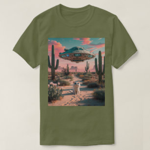 Cat Desert UFO Fatigue Green T - Shirt