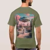 Cat Desert UFO Fatigue Green T - Shirt (Rückseite)