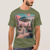 Cat Desert UFO Fatigue Green T - Shirt (Vorderseite)
