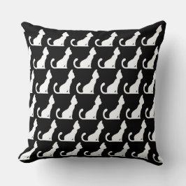 Cat Design Black Throw Kissen