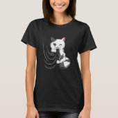 Cat Design Cat Cuddles With Duvet Plays With Curta T-Shirt (Vorderseite)