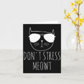 Cat Design Funny Pun Don't Stress Meowt Funny Sayi Karte (Gelbe Blume)