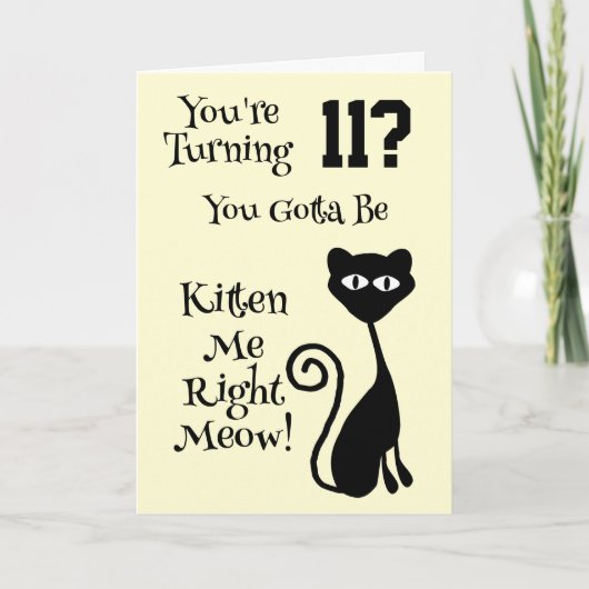 Cat Design Personalisiert 11. Geburtstag Karte (Vorderseite)