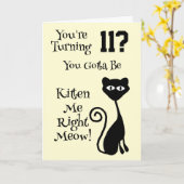 Cat Design Personalisiert 11. Geburtstag Karte (Gelbe Blume)