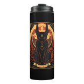 Cat Devil Tarot Card Grafik Illustration Thermosbecher (Vorderseite)