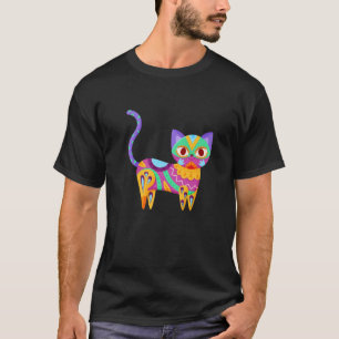 Cat Dia de Los Muertos farbenfroher Tag des toten  T-Shirt