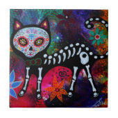CAT DIA DE LOS MUERTOS TILE FLIESE (Vorderseite)