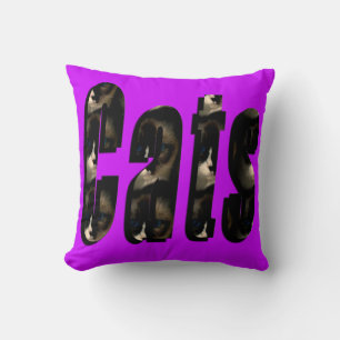 Cat Dimensional Logo, Magenta Drehkissen. Kissen