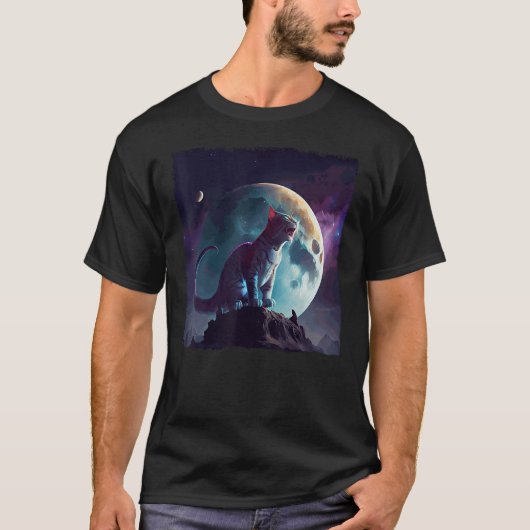 Cat Dinosaur Moon T-Shirt (Vorderseite)