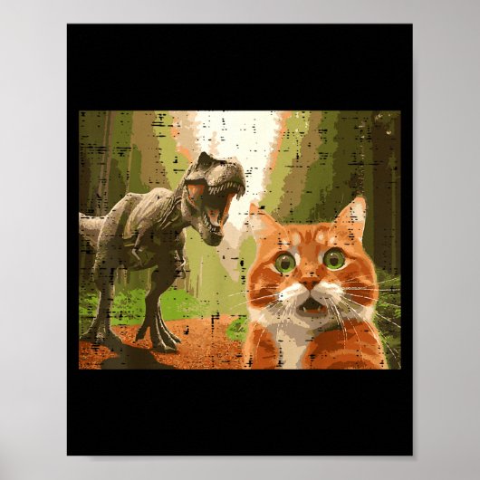 Cat Dinosaur Trex Selfie Funny Meme Humor Boys Gir Poster (Vorne)